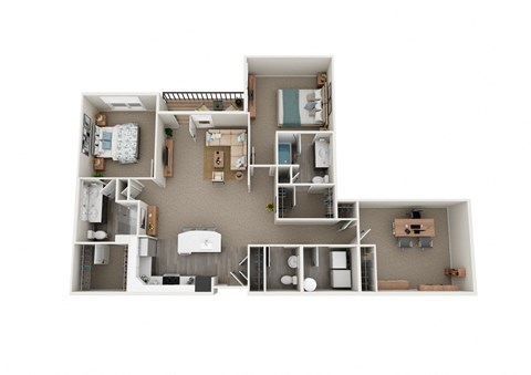 Floor plan for 2 beds, 2.5 baths, 1515 sqft